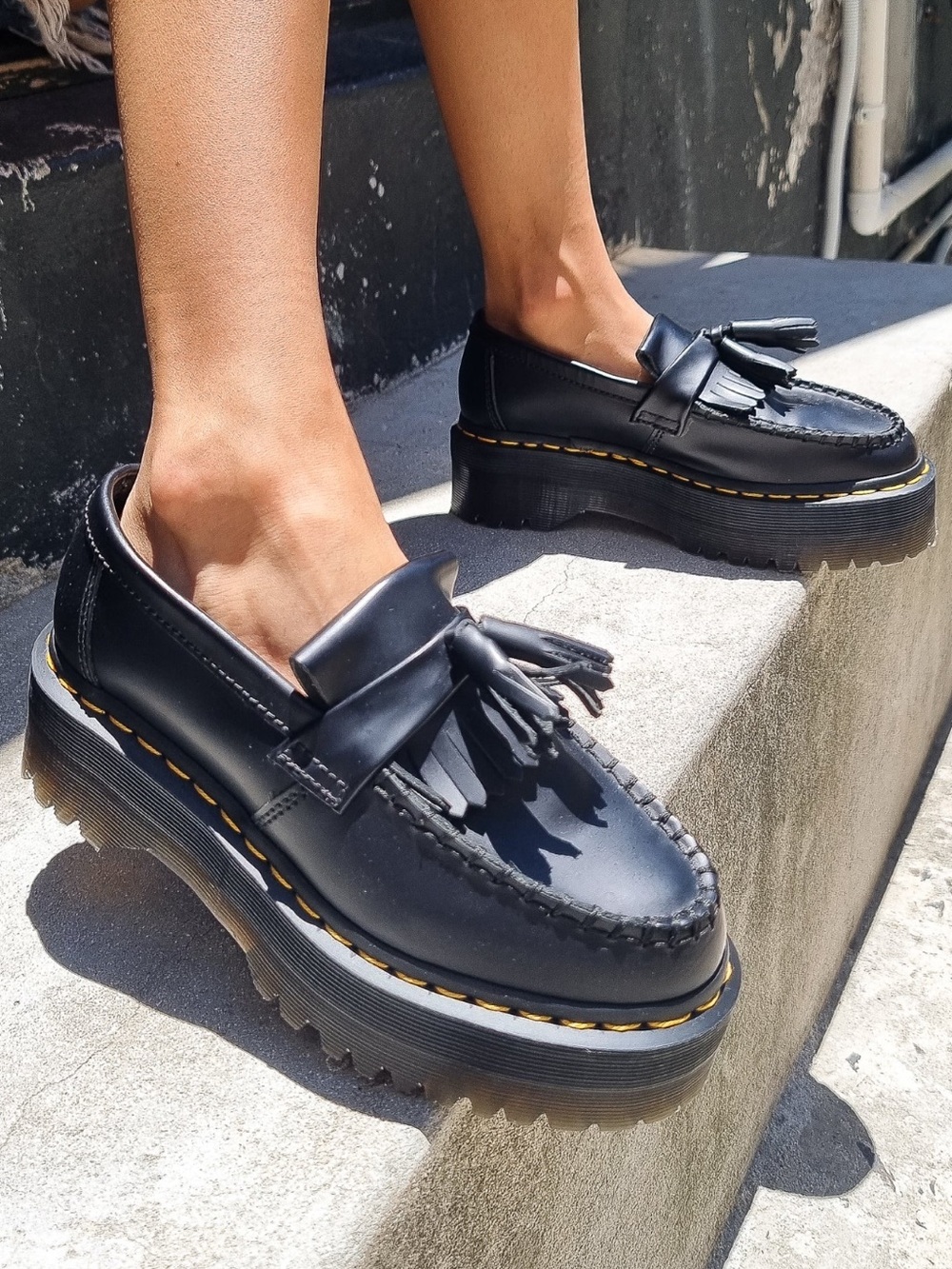 Dr. Martens Black Tassel Adrian Platform Leather Loafers W Size, 8 M 7  unisex